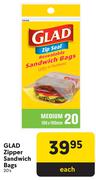 Glad Zipper Sandwich Bags-20's Each