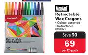 MonAmi Retractable Wax Crayons-Per 12 Pack