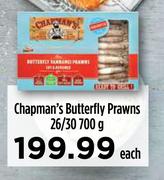 Chapman's Butterfly Prawns 26/30-700g Each