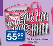 Clicks Lipstick Queen Toiletry Bags-Each
