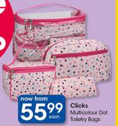 Clicks Multicolour Dot Toiletry Bags-Each