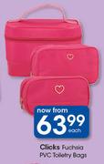 Clicks Fuchsia PVC Toiletry Bags-Each