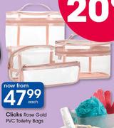 Clicks Rose Gold PVC Toiletry Bags-Each