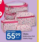 Clicks Multicolour Dot Toiletry Bags-Each