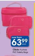 Clicks Fuchsia PVC Toiletry Bags-Each