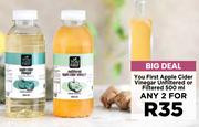You First Apple Cider Vinegar (Unfiltered Or Filtered)-For Any 2 x 500ml