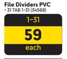 Aro File Dividers PVC 31 Tab 1-31-Each