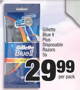 Gillette Blue II Plus Disposable Razors-5s Per Pack