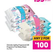 Cherubs Lightly Or Fragrance Free Baby Wipes-2x3x72's For 2