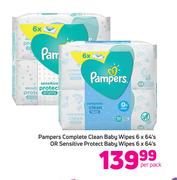 Pampers Complete Clean Baby Wipes 6x64's Or Sensitive Protect Baby Wipes 6x64's-Per Pack