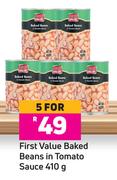 First Value Baked Beans In Tomato Sauce-For 5 x 410g 