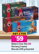 Bakers Choc-Kits Or Romany Creams Biscuits Assorted-Any For 2 x 200g