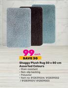 Shaggy Plush Rug 50 x 80cm Assorted Colours-Each
