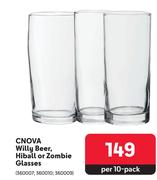 Cnova Willy Beer, Hiball Or Zombie Glasses 360007, 360010, 360009-Per 10-Pack