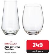 Bohemia Cristal Alca Or Mergus Tumblers 457486, 457493-Per 6-Pack