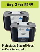 Mainstays Glazed Mugs 4 Pack Assorted- For Any 2