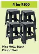 Miss Molly Black Plastic Stool-For 4
