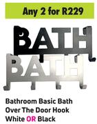 Bathroom Basic Bath Over The Door Hook (White Or Black)- For Any 2