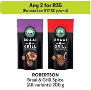 Robertson Braai & Grill Spice (All Variants)-For 2 x 200g