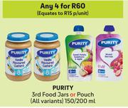 Purity 3rd Food Jars Or Pouch (All Variants)-For 4 x 150/200ml