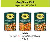 Koo Mixed Or Curry Vegetables-For 3 x 420g