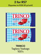 Trinco Tagless Teabags-For 2 x 100's