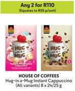 House Of Coffees Hug In A Mug Instant Cappuccino (All Variants)-For 2 x 8 x 24/25g