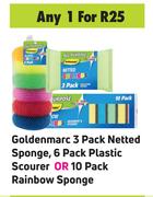 Goldenmarc 3 Pack Netted Sponge, 6 Pack Plastic Scourer Or 10 Pack Rainbow Sponge-For Any 1
