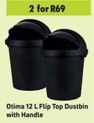 Otima 12L Flip Top Dustbin With Handle-For 2