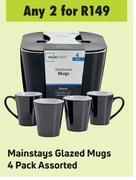 Mainstays Glazed Mugs 4 Pack Assorted-For Any 2