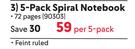 Croxley 5-Pack A5 72 Pages Spiral Notebook 90303-Per 5-Pack