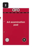 Aro 10-Pack 80-Page A4 Exam Pad 437187-Per 10 Pack