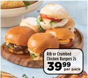 Rib Or Crumbed Chicken Burgers-2 Per Pack