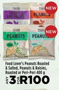Food Lover's Peanuts Roasted & Salted, Peanuts & Raisins, Roasted Or Peri-Peri-For Any 3 x 400g