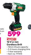 Ryobi 12 V Li-Ion Cordless Drill