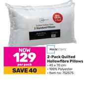 Mainstays 2-Pack Quilted Hollowfibre Pillows-Per Pack