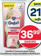 Comfort Concentrated Fabric Conditioner Assorted-800ml Refill