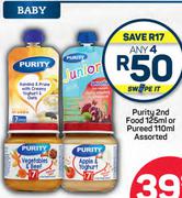 Purity 2nd Food 125ml Or Pureed 110ml Assorted-For Any 4