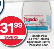 Panado Pain & Fever Tablets (Spartan Or Blister Pack)-24's Pack Each