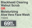Himalaya Blackhead Clearing Walnut Scrub Or Moisturizing Aloe Vera Face Wash-150ml Each