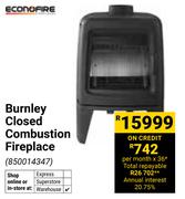 Econo Fire Burnley Closed Combustion Fireplace 850014347
