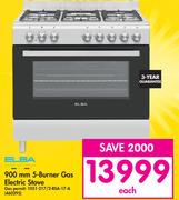 Elba 900mm 5-Burner Gas Electric Stove 460295-Each