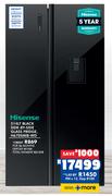 Hisense 514L Black Side By Side Glass Fridge H670SMIB-WD