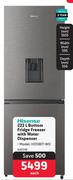 Hisense 222Ltr Bottom Fridge Freezer With Water Dispenser H310BIT-WD