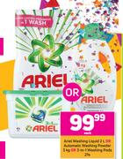 Ariel Washing Liquid 2L Or Automatic Washing Powder 3Kg Or 3 In 1 Washing Pds 21s-Each