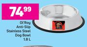 Ol'Roy Anti Slip Stainless Steel Dog Bowl-1.8L
