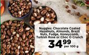 Nuggles: Chocolate Coated Hazelnuts,Almonds,Brazil Nuts,Fudge,Honeycomb-Per 100g