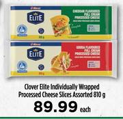 Clover Elite Individually Wrapped Processed Cheese Slices Assorted-810g Each