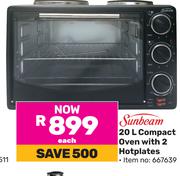 Sunbeam 20Ltr Compact Oven With 2 Hotplates