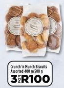 Crunch'n Munch Biscuits Assorted 400g/500g-For 3